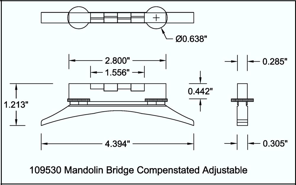 Compensated Rosewood Mandolin Bridge Adjustable Mandolin Parts 